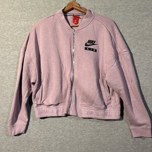 Nike Air Jacket Womens M Medium Pink Full Zip Double Sided Swoosh